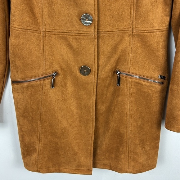 Mariloup Wolfe Retro Boho Faux Suede Button Front Transition Jacket Small Brown - Picture 4 of 12